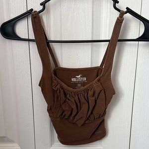 Hollister Chocolate Brown Ruffle Tank
